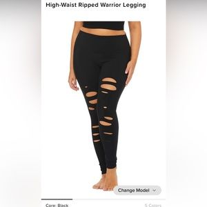 *SOLD* Alo Yoga, NEW High-Waist Ripped Warrior Legging, Black, Large